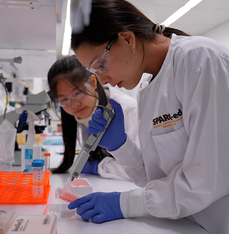 High school students in a research lab